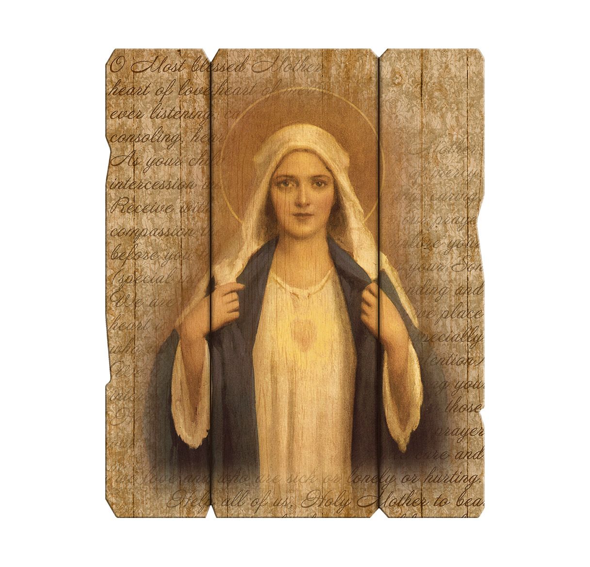 Immaculate Heart of Mary Small Vintage Plaque with Hanger - Unique Catholic Gifts
