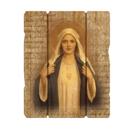 Immaculate Heart of Mary Small Vintage Plaque with Hanger - Unique Catholic Gifts