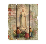 Our Lady of Fatima Small Vintage Plaque with Hanger - Unique Catholic Gifts
