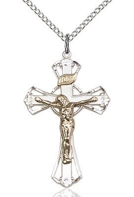 Two-Tone Sterling Silver Crucifix with Gold Filled Corpus (1 1/4
