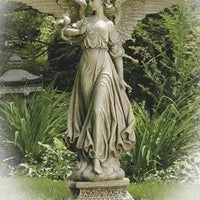 ANGEL ON PEDESTAL GARDEN STATUE 46.5"H - Unique Catholic Gifts
