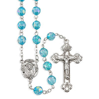 March Aquamarine Birthstone Rosary 8MM - Unique Catholic Gifts