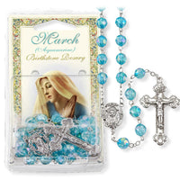 March Aquamarine Birthstone Rosary 8MM - Unique Catholic Gifts