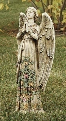 Praying Angel Garden Statue; Rose Design on Gown 24