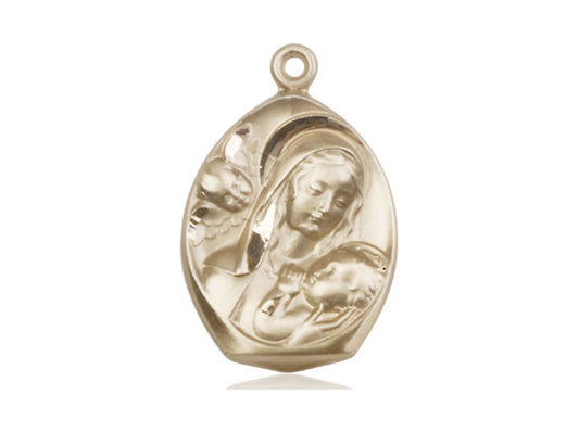 4kt Gold Filled Madonna & Child Pendant on a 24 inch Gold Plate Heavy Curb Chain - Unique Catholic Gifts