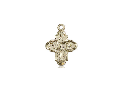 14kt Gold Filled 4-Way Pendant on a 18 inch Gold Filled Light Curb Chain - Unique Catholic Gifts