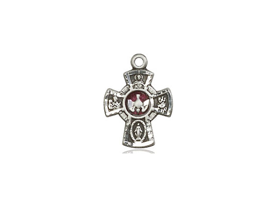 Sterling Silver 5-Way Pendant on a 18 inch Sterling Silver Light Curb Chain - Unique Catholic Gifts