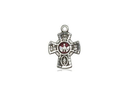 Sterling Silver 5-Way Pendant on a 18 inch Sterling Silver Light Curb Chain - Unique Catholic Gifts