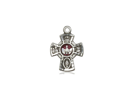 Sterling Silver 5-Way Pendant on a 18 inch Sterling Silver Light Curb Chain - Unique Catholic Gifts