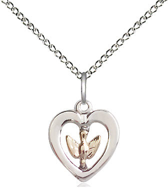 Gold Field/Sterling Silver Holy Spirit Pendant( 1/2")  with 18" chain - Unique Catholic Gifts