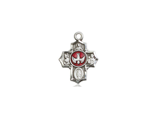 Sterling Silver 5-Way Pendant on a 18 inch Sterling Silver Light Curb Chain - Unique Catholic Gifts