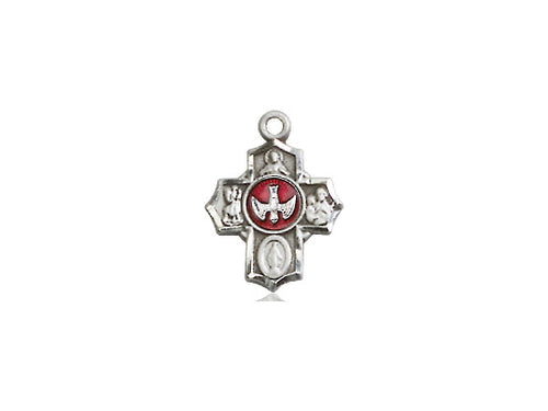 Sterling Silver 5-Way Pendant on a 18 inch Sterling Silver Light Curb Chain - Unique Catholic Gifts