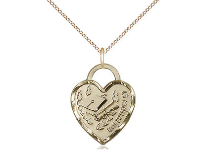 14kt Gold Filled Graduation Heart Pendant on a 18 inch Gold Filled Light Curb Chain - Unique Catholic Gifts