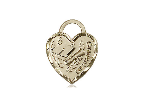 14kt Gold Filled Graduation Heart Pendant on a 18 inch Gold Filled Light Curb Chain - Unique Catholic Gifts