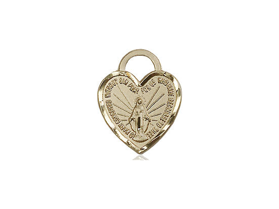 14kt Gold Filled Miraculous Heart Pendant on a 18 inch Gold Filled Light Curb Chain - Unique Catholic Gifts