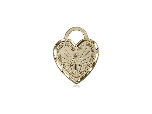 14kt Gold Filled Miraculous Heart Pendant on a 18 inch Gold Filled Light Curb Chain - Unique Catholic Gifts