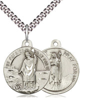 Sterling Silver St Patrick Medal 24" - Unique Catholic Gifts