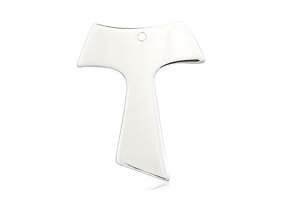 Sterling Silver Tau Cross Pendant on a 18 inch Sterling Silver Light Curb Chain - Unique Catholic Gifts