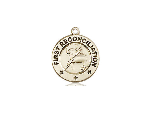 14kt Gold Filled First Reconciliation / Penance Pendant on a 18 inch Gold Filled Light Curb Chain - Unique Catholic Gifts
