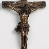 Bronze Wall Crucifix 9.5" - Unique Catholic Gifts