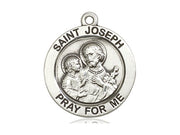 Sterling Silver St Joseph Pendant on a 24 inch Light Rhodium Heavy Curb Chain. - Unique Catholic Gifts