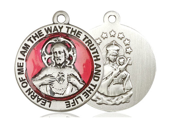 Sterling Silver Scapular Pendant on a 24 inch Light Rhodium Heavy Curb Chain - Unique Catholic Gifts