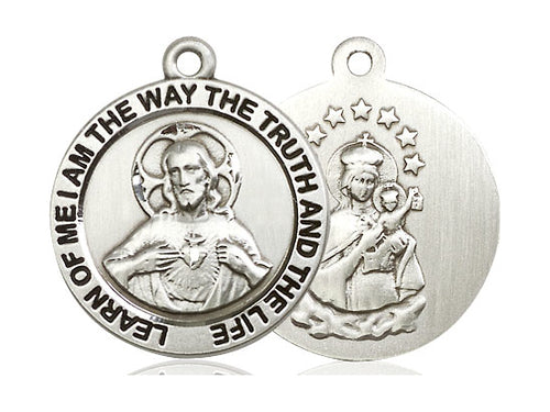 Sterling Silver Scapular Pendant on a 24 inch Light Rhodium Heavy Curb Chain - Unique Catholic Gifts