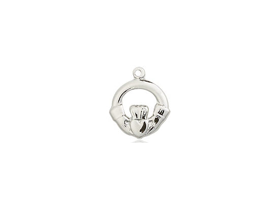Sterling Silver Claddagh Pendant on a 18 inch Sterling Silver Light Curb Chain - Unique Catholic Gifts
