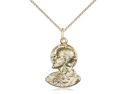 14kt Gold Filled Head of Christ Pendant on a 18 inch Gold Filled Light Curb Chain - Unique Catholic Gifts