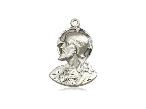 Sterling Silver Head of Christ Pendant on a 18 inch Sterling Silver Light Curb Chain - Unique Catholic Gifts