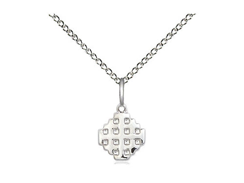 Sterling Silver Jerusalem Cross Pendant on a 18 inch Sterling Silver Light Curb Chain - Unique Catholic Gifts
