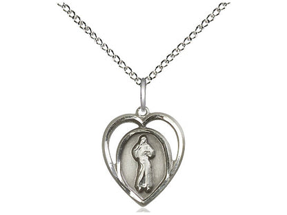 Sterling Silver Divine Mercy Pendant on a 18 inch Sterling Silver Light Curb Chain - Unique Catholic Gifts
