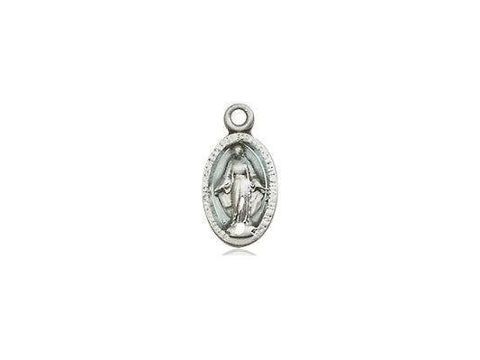 Sterling Silver Miraculous Pendant on a 18 inch Sterling Silver Light Curb Chain - Unique Catholic Gifts