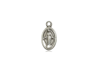 Sterling Silver Miraculous Pendant on a 18 inch Sterling Silver Light Curb Chain - Unique Catholic Gifts