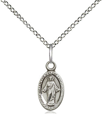 Sterling Silver Scapular Pendant on a 18 inch Sterling Silver Light Curb Chain - Unique Catholic Gifts