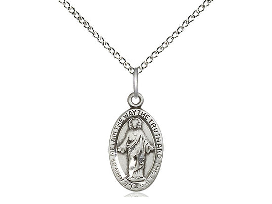 Sterling Silver Scapular Pendant on a 18 inch Sterling Silver Light Curb Chain - Unique Catholic Gifts