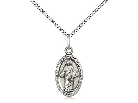 Sterling Silver Scapular Pendant on a 18 inch Sterling Silver Light Curb Chain - Unique Catholic Gifts