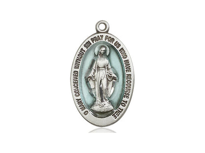 Sterling Silver Miraculous Pendant on a 18 inch Sterling Silver Light Curb Chain - Unique Catholic Gifts