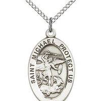 Sterling Silver St. Michael the Archangel Medal 7/8" with 18" chain - Unique Catholic Gifts