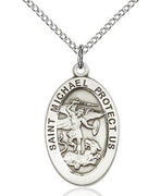Sterling Silver St. Michael the Archangel Medal 7/8" with 18" chain - Unique Catholic Gifts