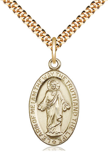 14kt Gold Filled Scapular Pendant on a 24 inch Gold Plate Heavy Curb Chain - Unique Catholic Gifts