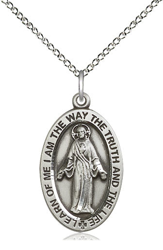 Sterling Silver Scapular Pendant on a 18 inch Sterling Silver Light Curb Chain - Unique Catholic Gifts