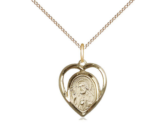 14kt Gold Filled Scapular Pendant on a 18 inch Gold Filled Light Curb Chain - Unique Catholic Gifts