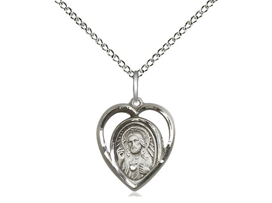 Sterling Silver Scapular Pendant on a 18 inch Sterling Silver Light Curb Chain - Unique Catholic Gifts