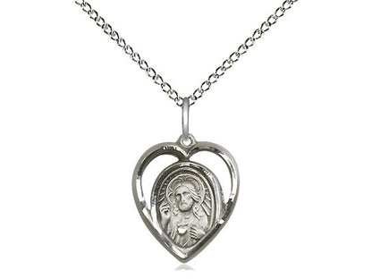 Sterling Silver Scapular Pendant on a 18 inch Sterling Silver Light Curb Chain - Unique Catholic Gifts