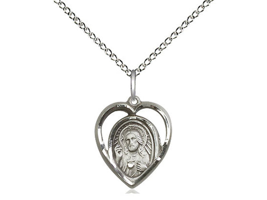 Sterling Silver Scapular Pendant on a 18 inch Sterling Silver Light Curb Chain - Unique Catholic Gifts