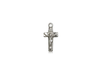Sterling Silver Crucifix Pendant on a 18 inch Sterling Silver Light Curb Chain. - Unique Catholic Gifts