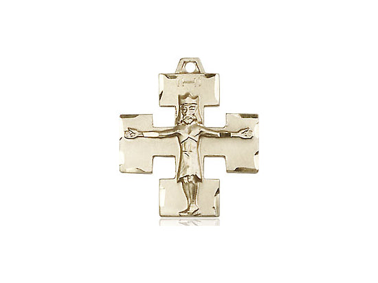 14kt Gold Filled Modern Crucifix Pendant on a 18 inch Gold Filled Light Curb Chain - Unique Catholic Gifts