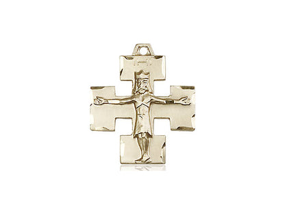 14kt Gold Filled Modern Crucifix Pendant on a 18 inch Gold Filled Light Curb Chain - Unique Catholic Gifts