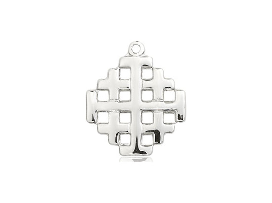 Sterling Silver Jerusalem  Pendant  (3/4") with 18" chain - Unique Catholic Gifts